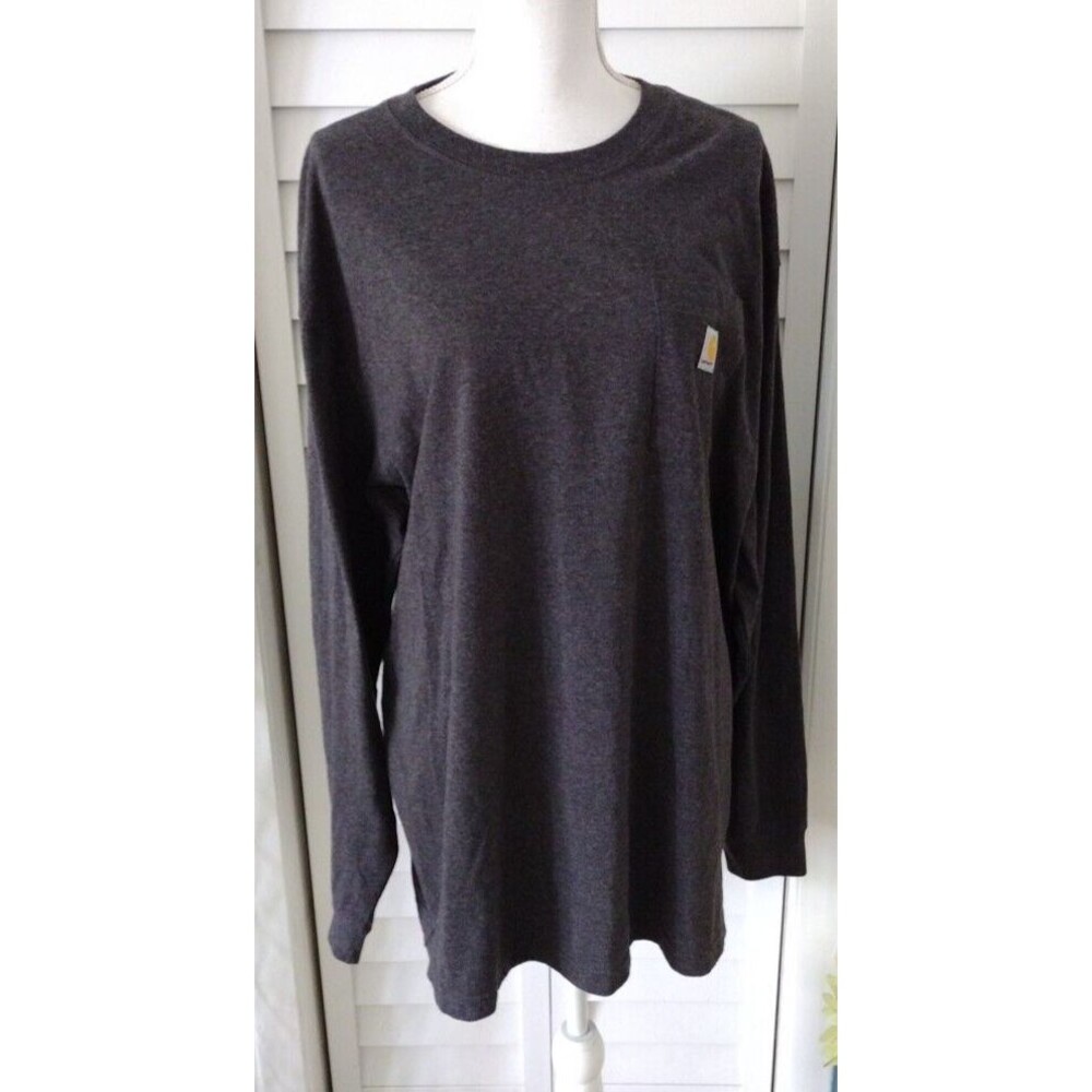 Carhartt Men's‎ Gray Loose Fit Long Sleeve Front Pocket T-Shirt XL
